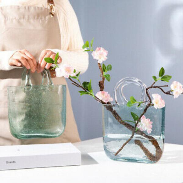 Muxing Glas Blumenvase Handtasche geformt klar Vase Aquarium